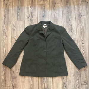 Vintage Talbots Olive Green Wool Blazer | Size 18 | Made in USA || Stretch